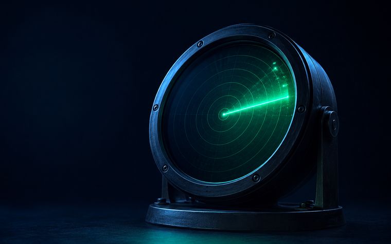 A radar sweep revealing faint early signals at the edge of the field